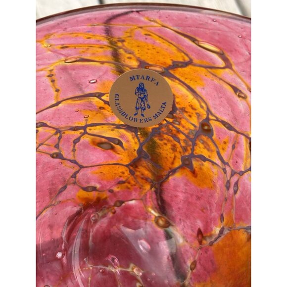 Malta Glassworks MTARFA Jack in Pulpit Style Dish Bowl Signed Original Label 7” - Picture 5 of 11